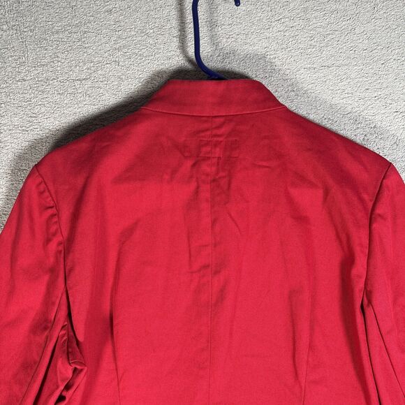 J Peterman Womens Red Mock Neck Button Up Blazer Jacket Classic Vintage Size 14 - Picture 13 of 16